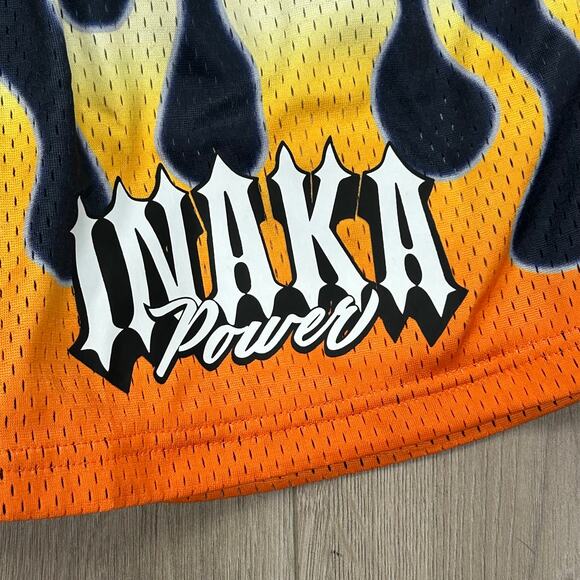 Inaka Power Orange Flame Mesh Shorts size Small S B3 - Picture 2 of 5